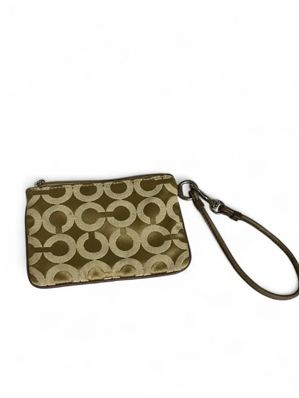 Coach Khaki and Brown Signature Wristlet